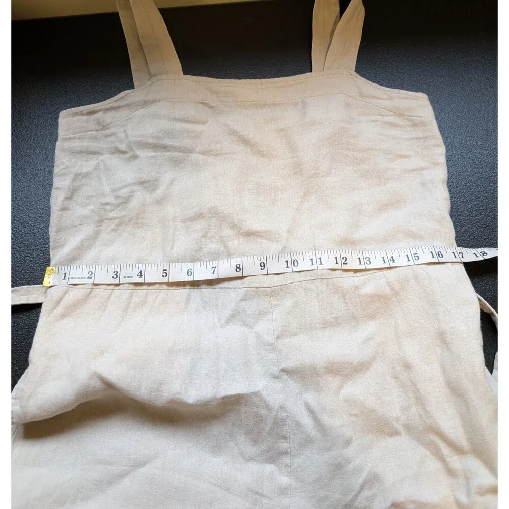 Quince 100% European Linen Square Neck Jumpsuit Adjustable Straps Small